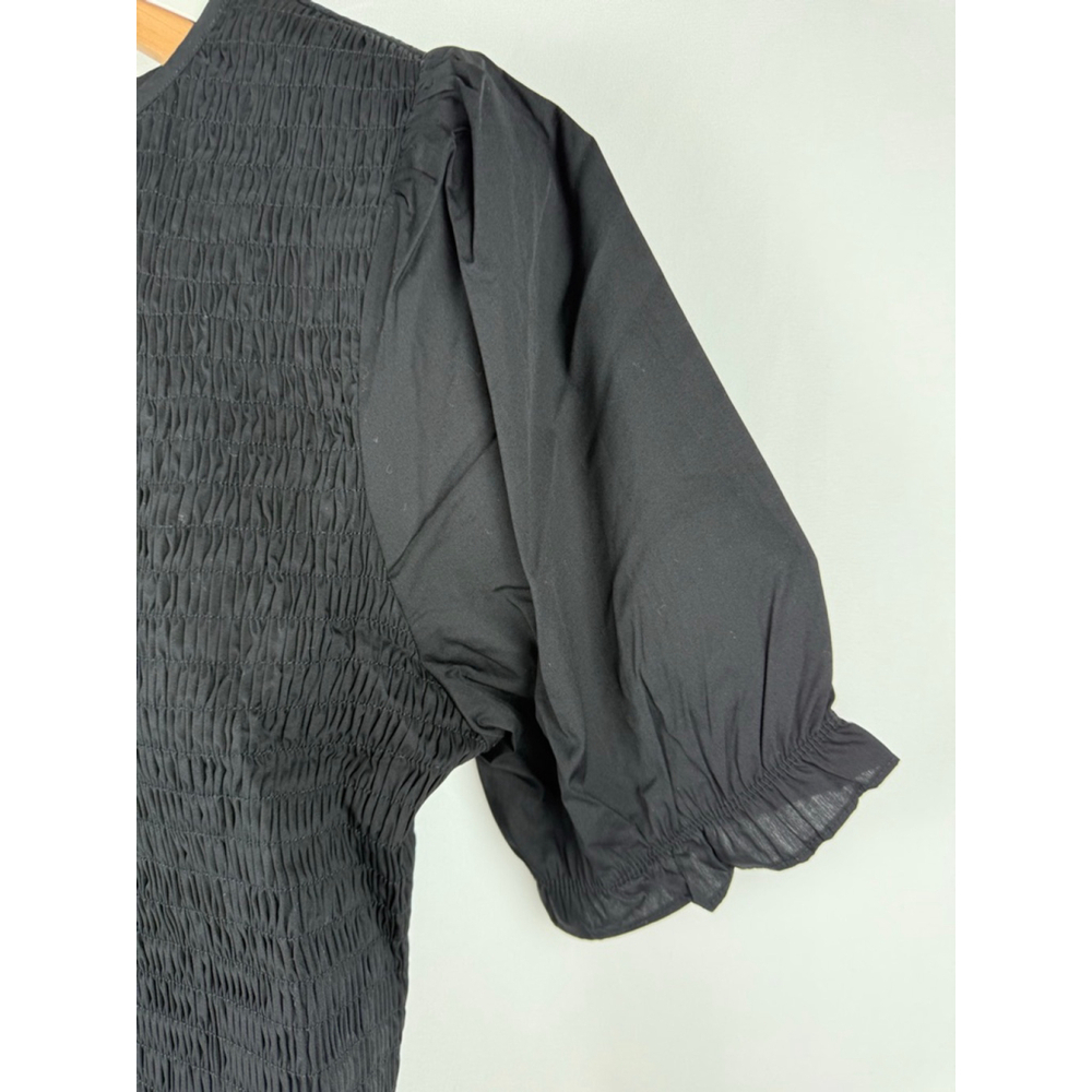 NWT Women's MAUBY Smocked Puff Sleeve Top Black Size XL - Picture 3 of 10